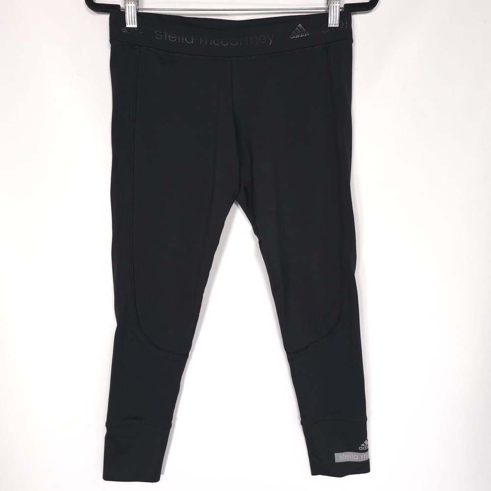 adidas by Stella McCartney MEDIUM Leggings Black Waistband Logo Drawstring